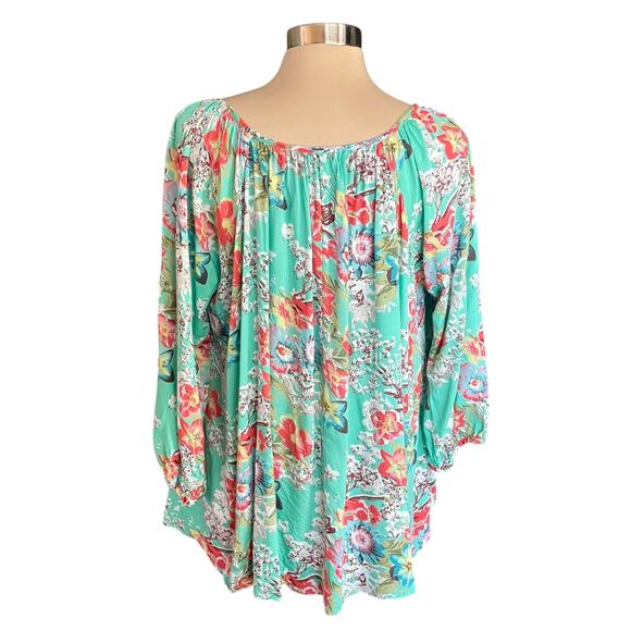 World Market Floral Boho Peasant Top SM/MED Gypsy Garden Girl Cottage Prairie - Picture 4 of 9
